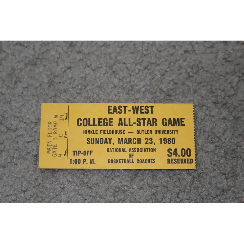 1980 East-West College All Star Basketball Game Ticket Stub