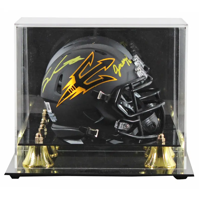 ASU Sam Leavitt & Jordyn Tyson Signed Black Speed Mini Helmet W/ Case BAS Wit