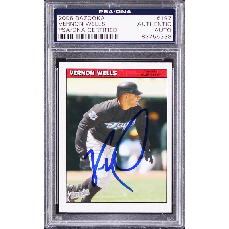 Blue Jays Vernon Wells Authentic Signed 2006 Bazooka #197 Card PSA/DNA Slabbed