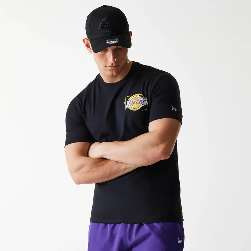 LA Lakers NBA Photographic Print Black T-Shirt