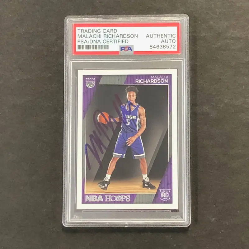 2016-17 NBA Hoops #279 Malachi Richardson Signed Card AUTO PSA Slabbed RC Kings