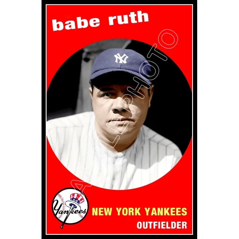 Babe Ruth Poster 11X17 - New York Yankees 1959 Topps Style - 650