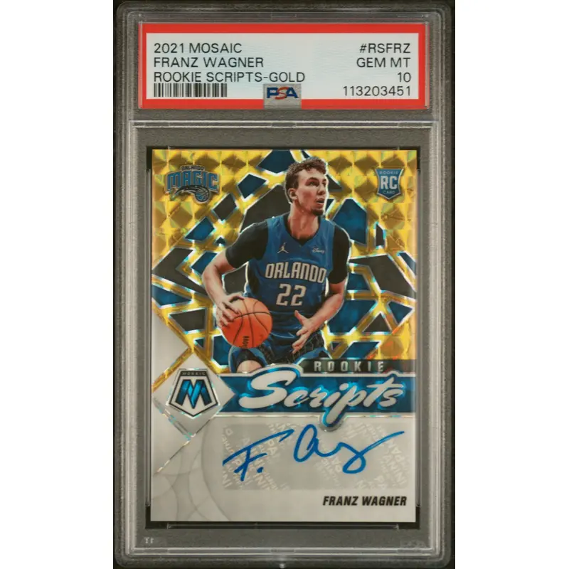 Franz Wagner 2021 Panini Mosaic Rookie Scripts Gold PSA 10 Gem Mint