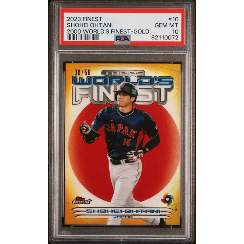 Shohei Ohtani 2023 Topps Finest Worlds Finest Gold Refractor #30/50 PSA 10 Gem Mint
