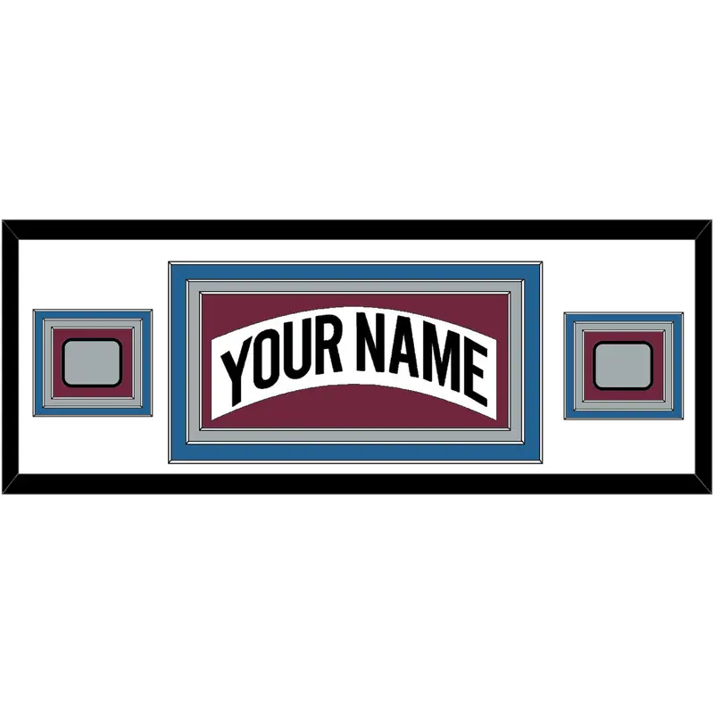 Colorado Nameplate & 2 Stanley Cup Finals Patches - Home White (1999-2001) - Triple Mat 5