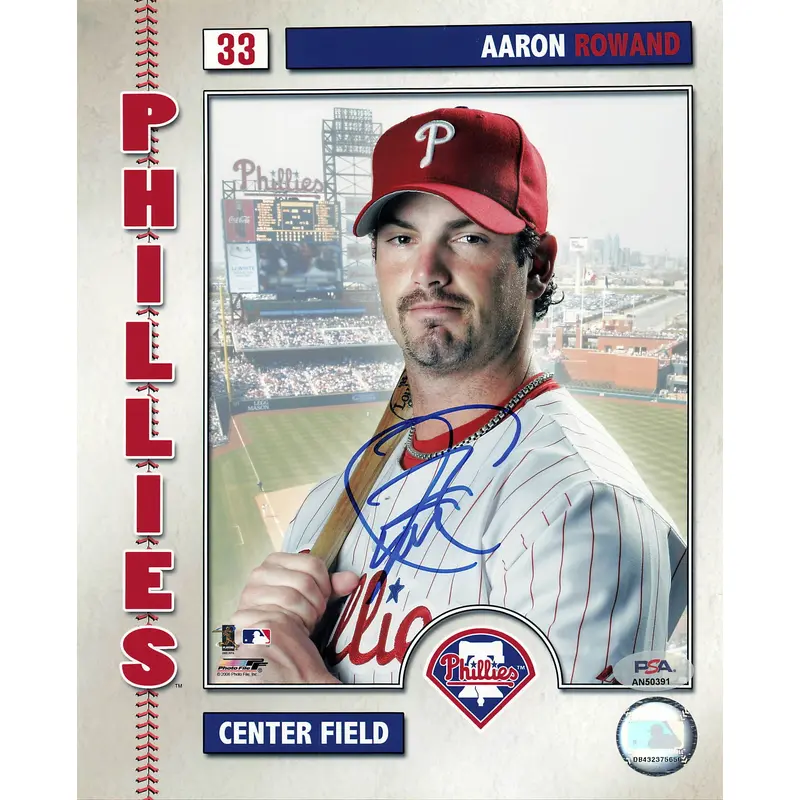 AARON ROWAND signed 8x10 photo PSA/DNA Philadelphia Phillies Autographed