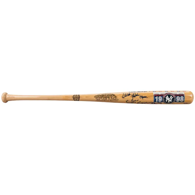 1998 NY Yankees WS Champs Team Signed Bat Derek Jeter Mariano Rivera Beckett COA