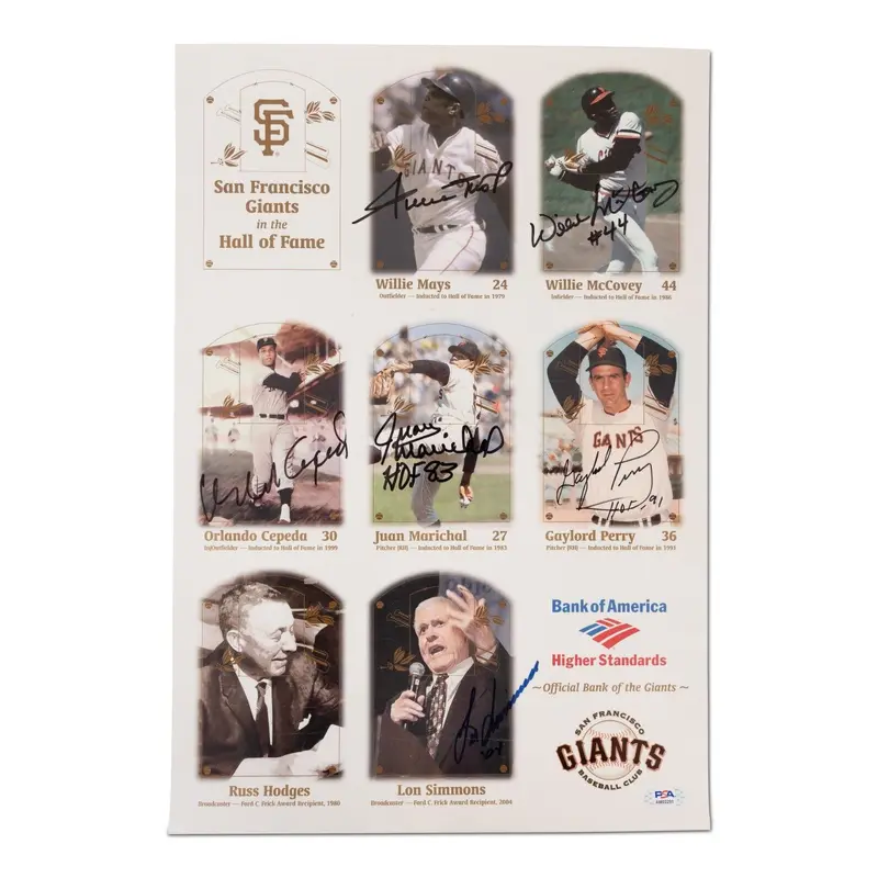 Willie Mays Willie Mccovey San Francisco Giants HOF Legends Signed Poster PSA