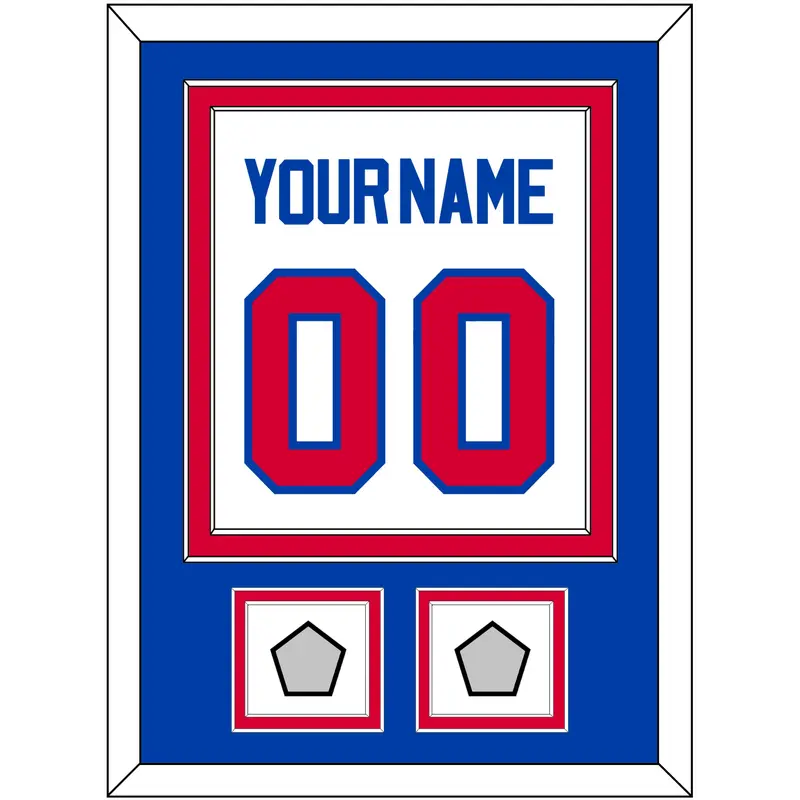 Detroit Name & Number With 2 Champions Patches - Home White (1983-1996) - Double Mat 2