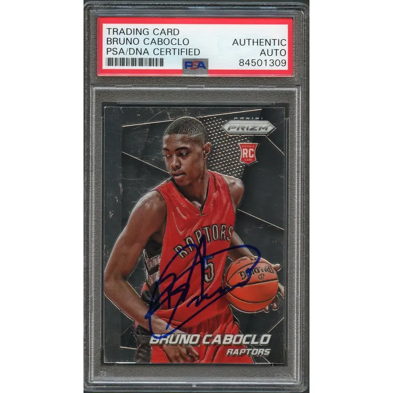 2014-15 Panini Prizm #298 Bruno Caboclo Signed Card AUTO PSA/DNA Slabbed RC Raptors
