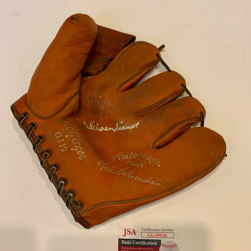 Red Schoendienst Signed Vintage 1940's Game Model Glove With JSA COA