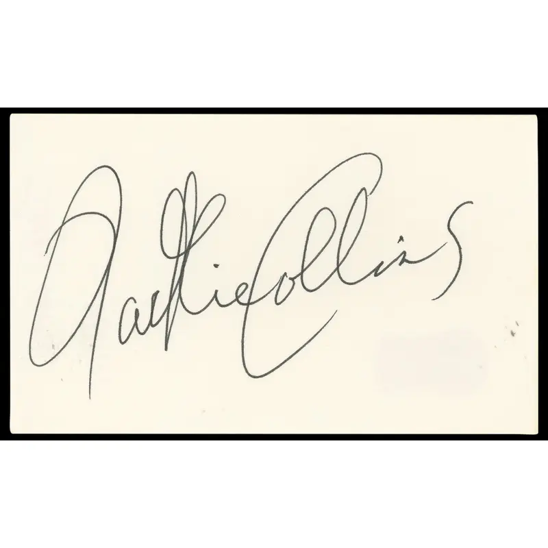 Jackie Collins Authentic Signed 3x5 Index Card Autographed BAS #BP50607