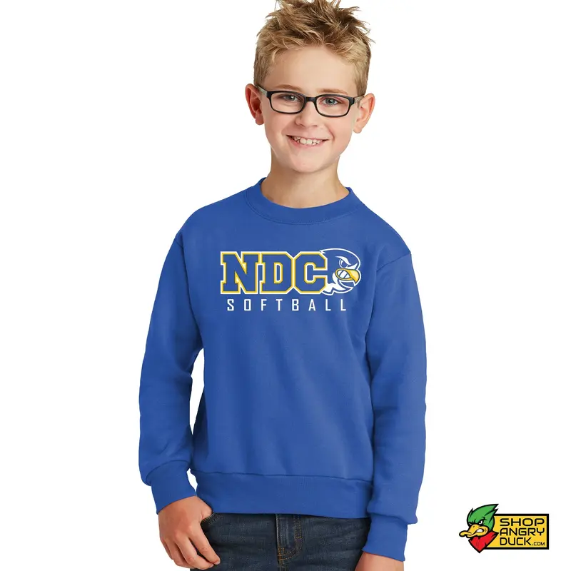 Notre Dame College Falcons Softball Youth Crewneck Sweatshirt 001