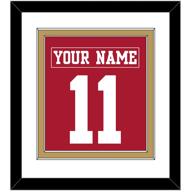 San Francisco Nameplate & Number (Back) Combined - Home Red - Double Mat 1