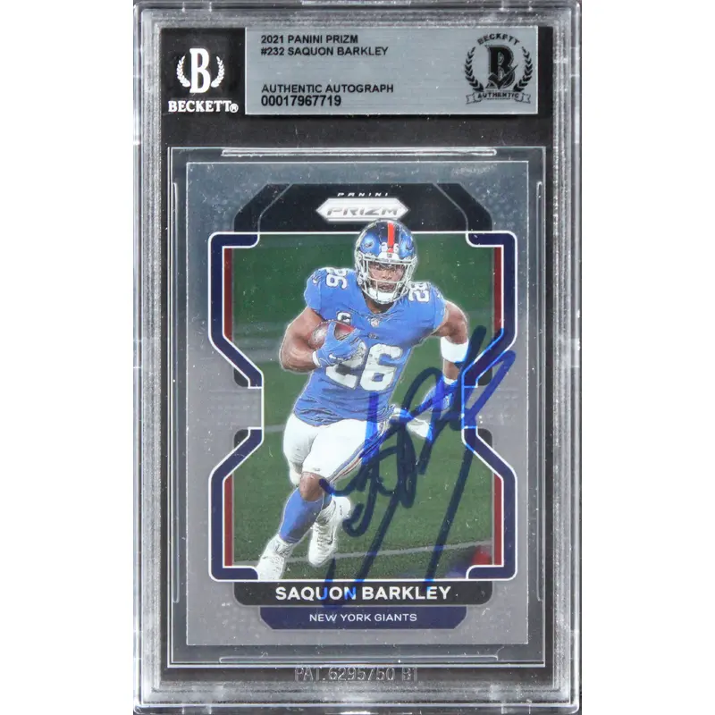 Giants Saquon Barkley Authentic Signed 2021 Panini Prizm #232 Card BAS Slabbed