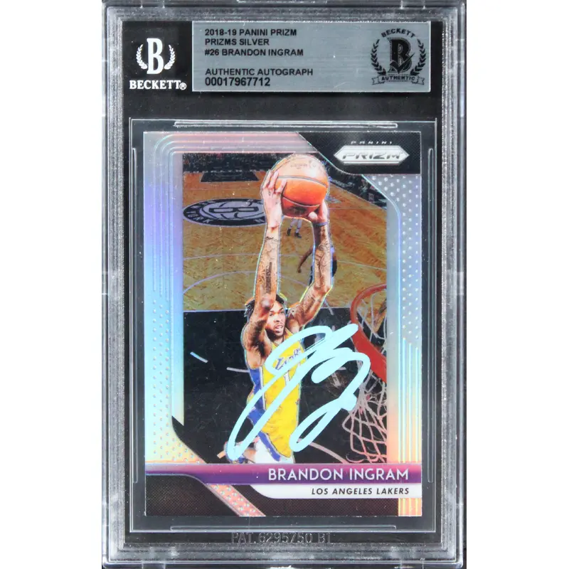 Lakers Brandon Ingram Signed 2018 Panini Prizm Silver #26 Card BAS Slabbed