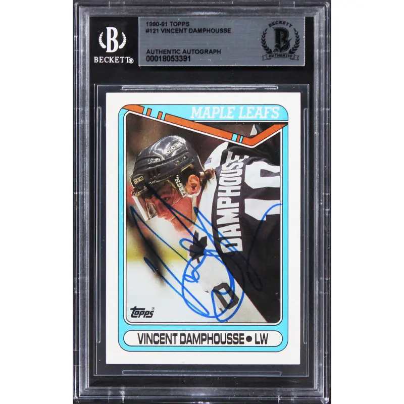 Maple Leafs Vincent Damphousse Authentic Signed 1990 Topps #121 Card BAS Slabbed