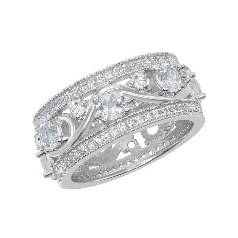 Sterling Silver All Around 3.45 cttw White Topaz Ring