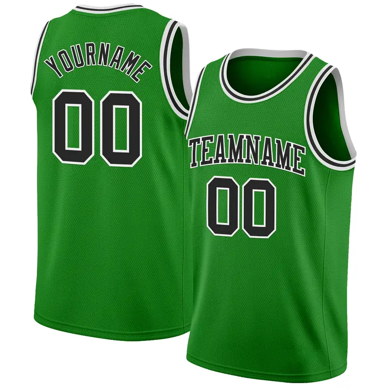 Custom Grass Green Black-White Authentic Basketball Jersey