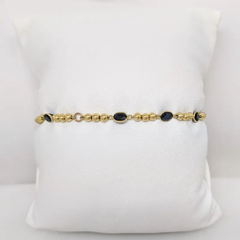 18K SAPPHIRE OVAL (10) 8.00 CARAT TOTAL WEIGHT BEZEL SET ESTATE BRACELET 2.9 GRAMS