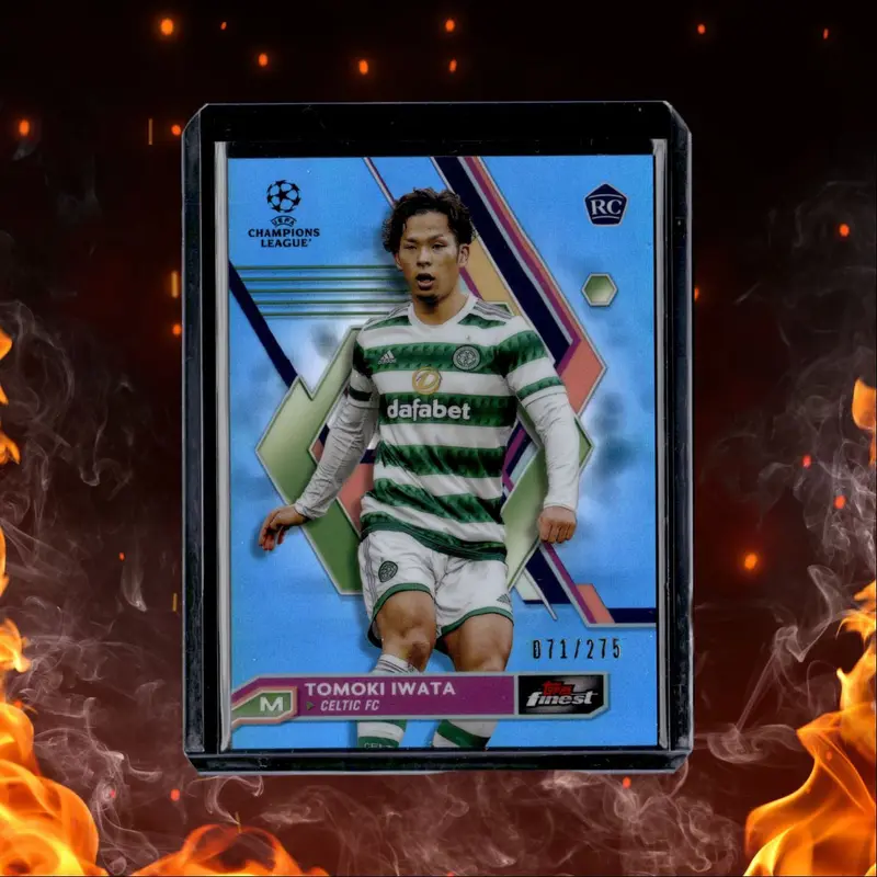 2023 Topps Finest Champions League Tomoki Iwata Blue Refractor Rookie 071/275