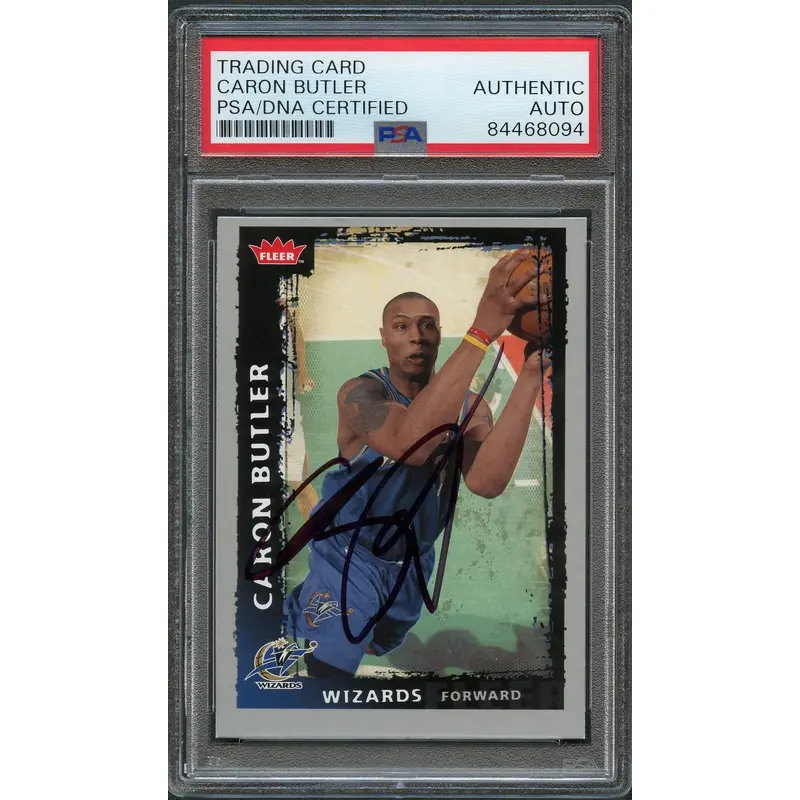 2008-09 Fleer #30 Caron Butler Signed Card AUTO PSA Slabbed Wizards