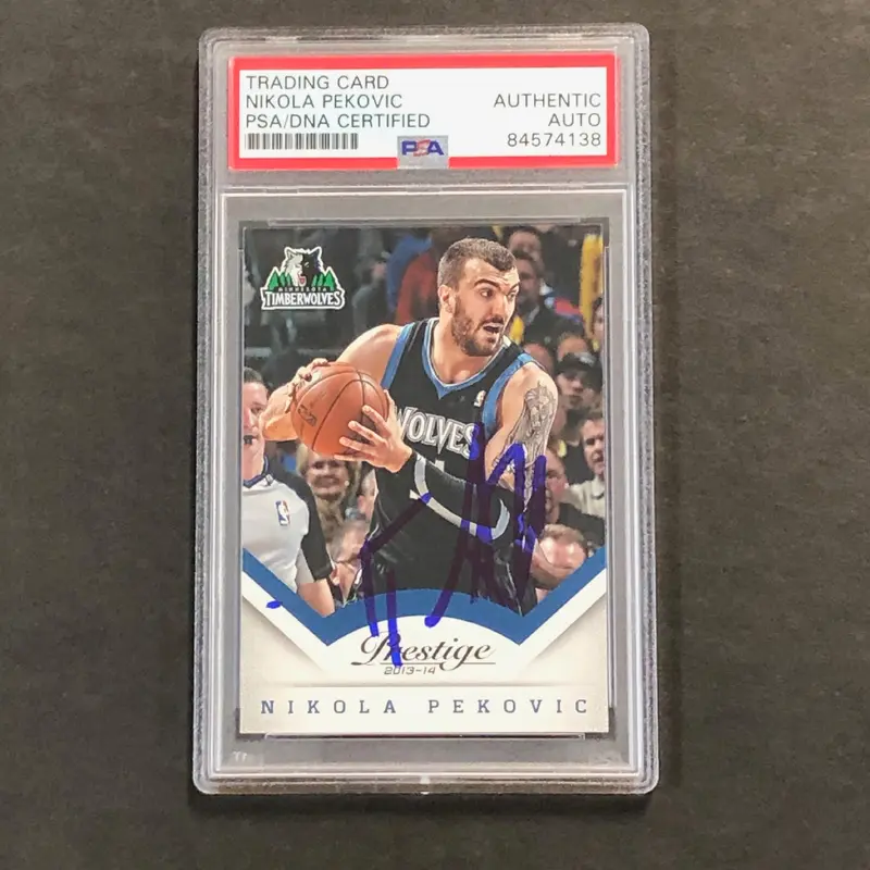 2013-14 Panini Prestige #98 Nikola Pekovic Signed Card PSA Slabbed Timberwolves