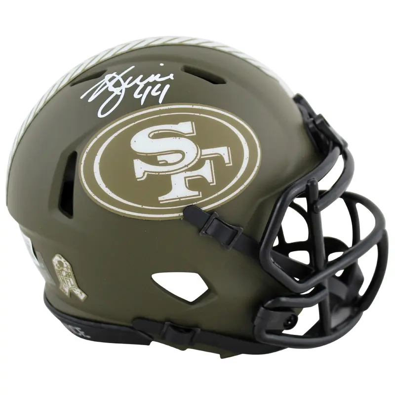 49ers Kyle Juszczyk Authentic Signed Salute To Service Speed Mini Helmet BAS Wit
