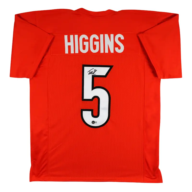 Tee Higgins Authentic Signed Orange Pro Style Jersey Autographed BAS Witnessed 2