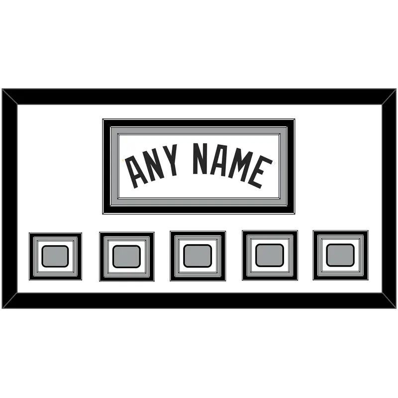 San Antonio Name With 5 Champions Banner Patches - Home White (1989-2002) - Triple Mat 1