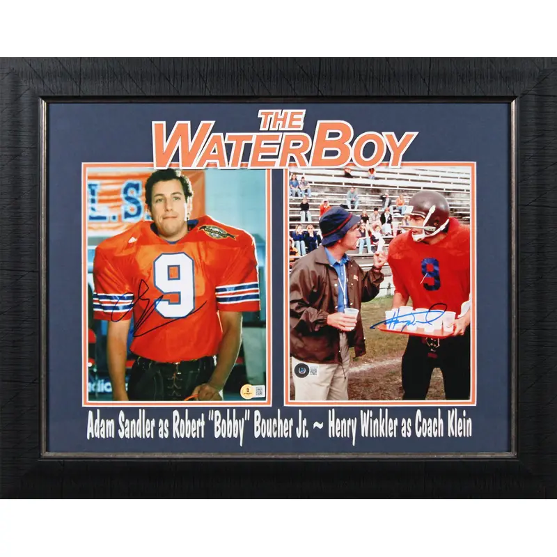 Adam Sandler & Henry Winkler The Waterboy Authentic Signed Framed Display BAS