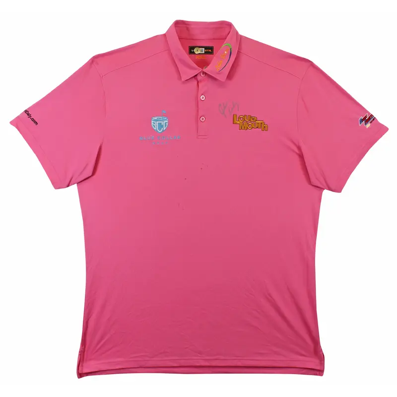 John Daly Authentic Signed Match Worn Pink Loudmouth Polo Shirt BAS #BK84760
