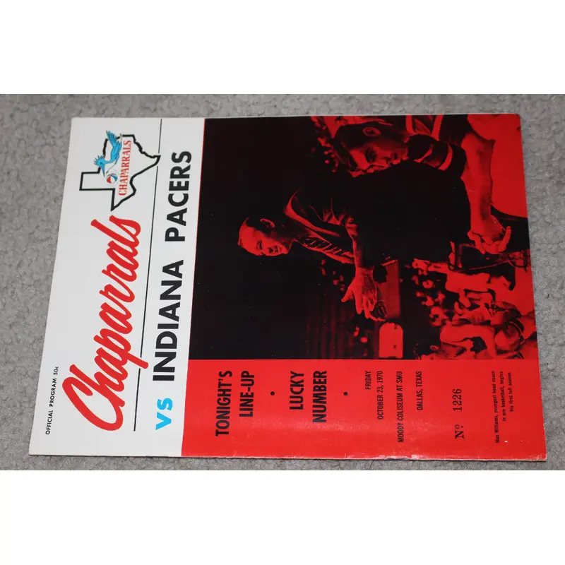 1970 Dallas Chaparrals vs Indiana Pacers ABA Basketball Program