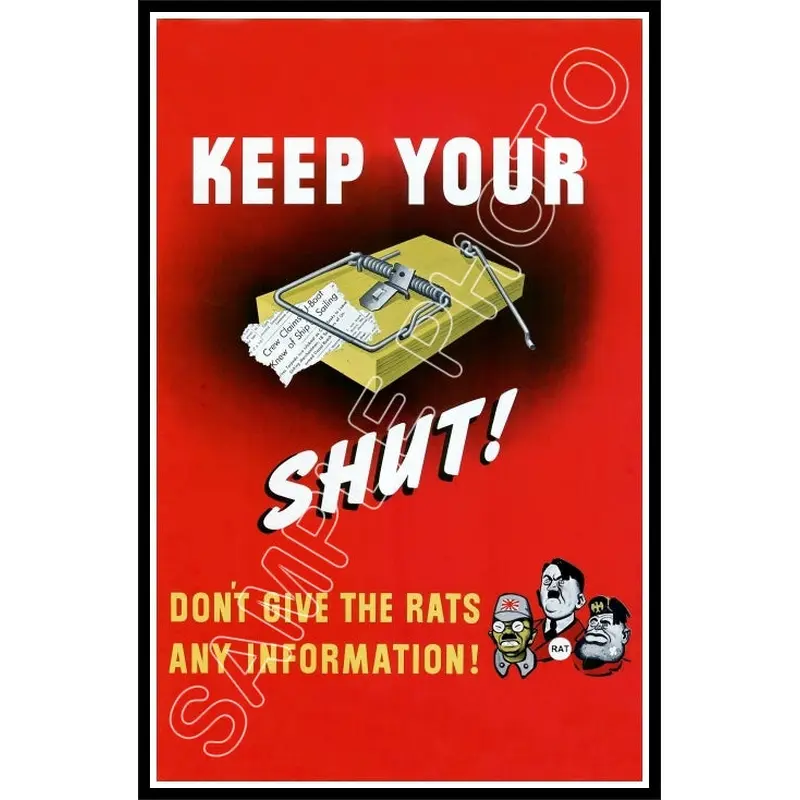 1942 WWII Poster 11X17 - Keep Your Trap Shut - 3095