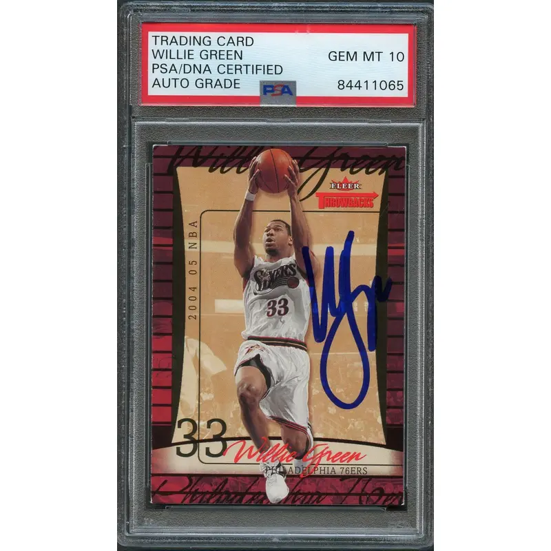 2004-05 Fleer Throwbacks #2 Willie Green Signed Card AUTO 10 PSA Slabbed 76ers