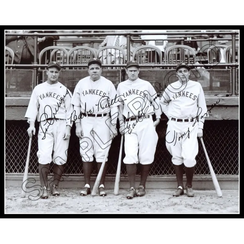 Babe Ruth Lou Gehrig 11X14 Photo - Autographed Combs Lazzeri 1927 Yankees - 1819