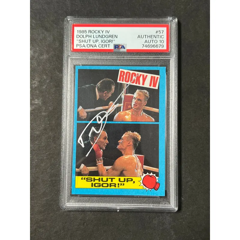 1985 Topps Rocky IV #57 Signed Card Dolph Lundgren PSA Auto 10 Ivan Drago