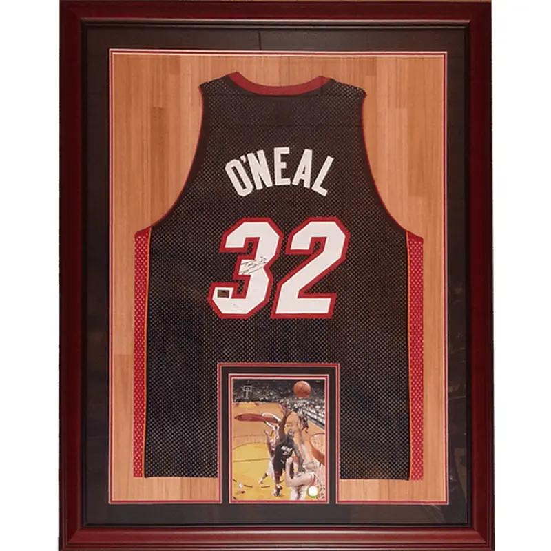 Shaquille O'Neal Autographed Miami Heat (Black #32) Deluxe Framed Jersey - JSA