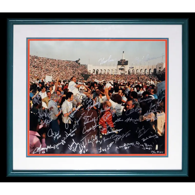 1972 Miami Dolphins Super Bowls Champs Team Signed Framed Large 20x24 Photo JSA