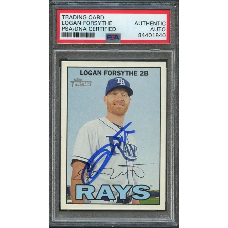 2016 Topps Heritage #2 Logan Forsythe Signed Card PSA Slabbed Auto Rays