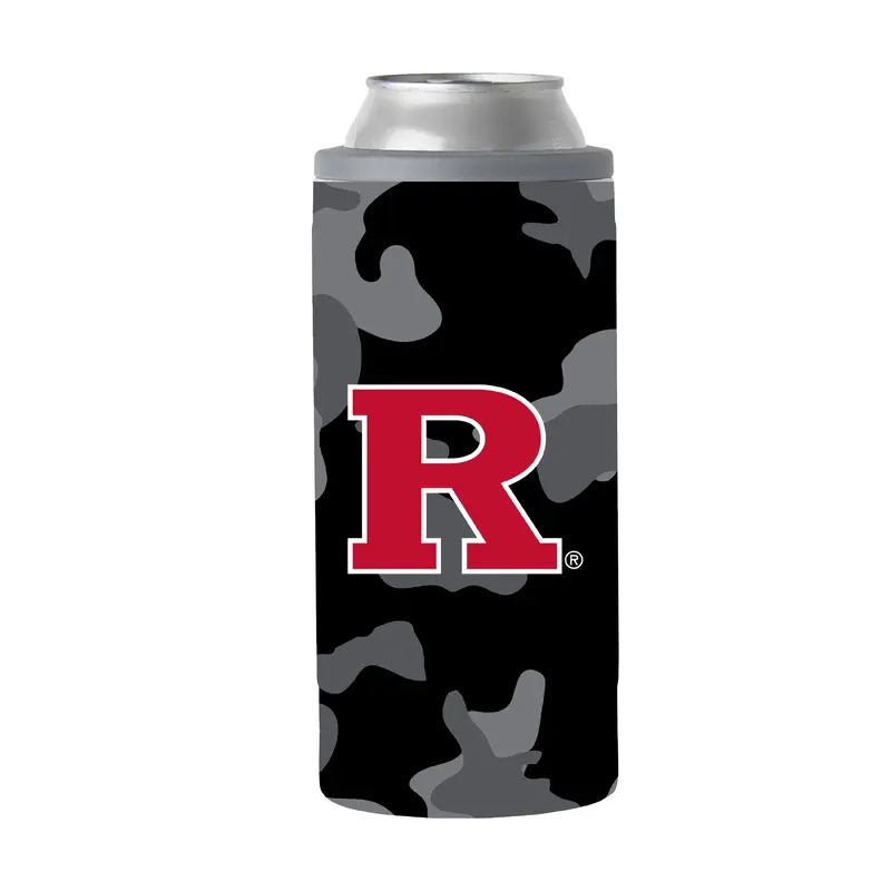 Rutgers Black Camo 12oz Slim Can Coolie