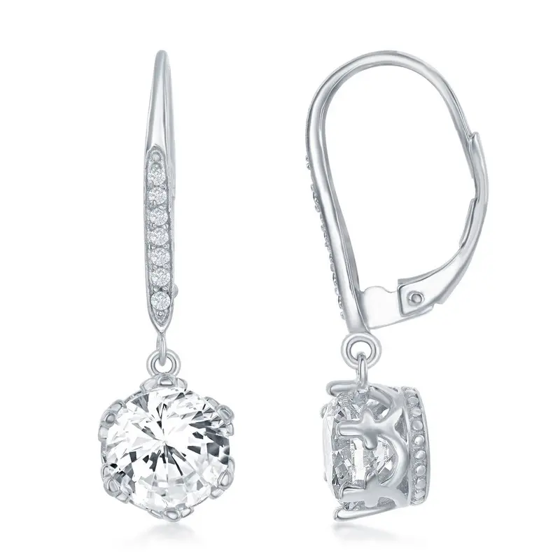 Sterling Silver 8MM Round CZ Earrings