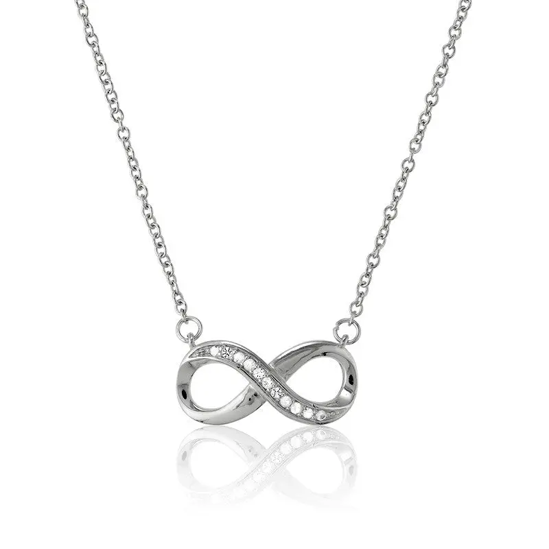 Sterling Silver White Topaz Infinity Necklace