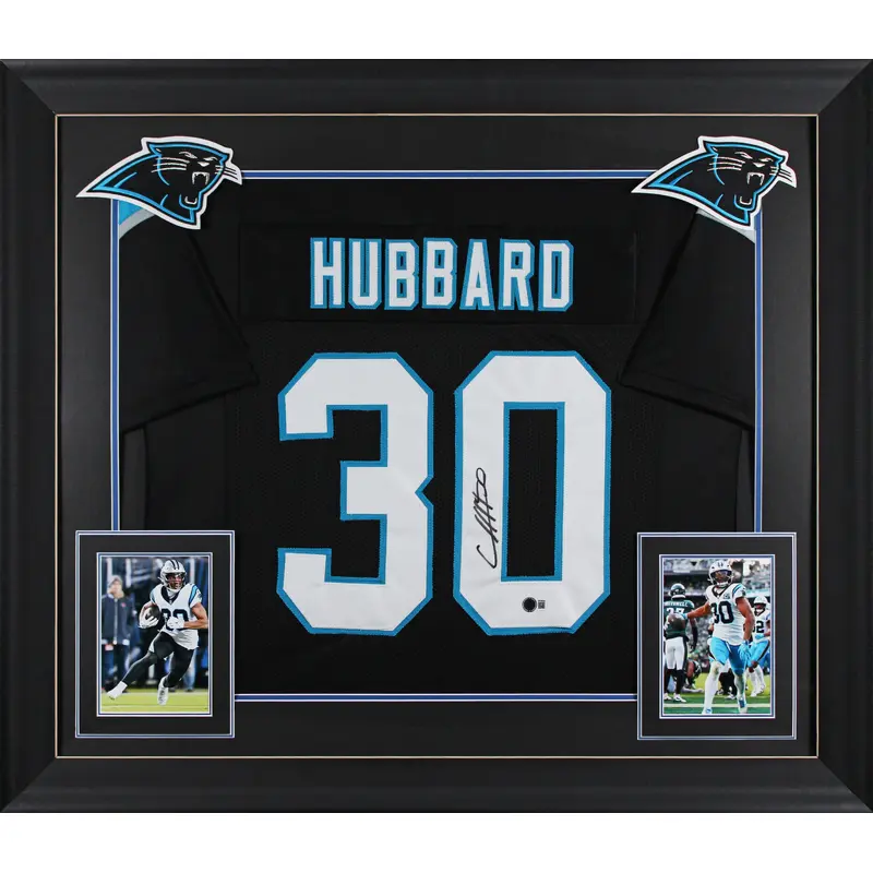 Chuba Hubbard Authentic Signed Black Pro Style Framed Jersey BAS Witnessed