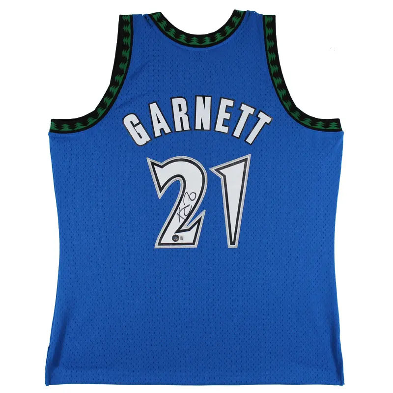 Timberwolves Kevin Garnett Signed Blue 2003-04 M&N HWC Jersey BAS Witnessed