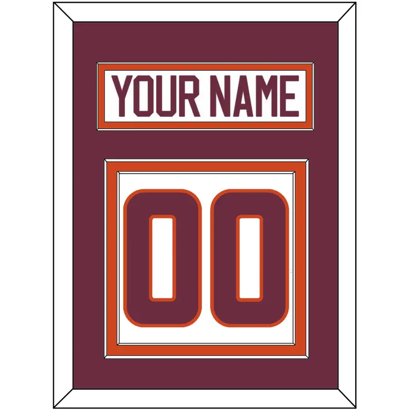 Virginia Tech Hockey Nameplate & Number (Back) - Home White - Double Mat 3