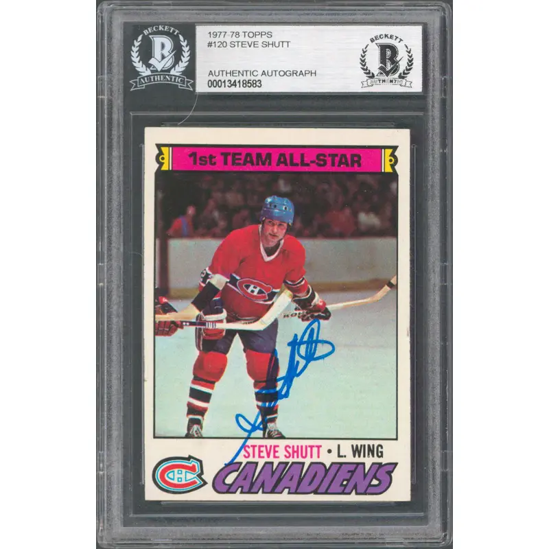 Canadiens Steve Shutt Authentic Signed 1977 Topps #120 Card BAS Slabbed