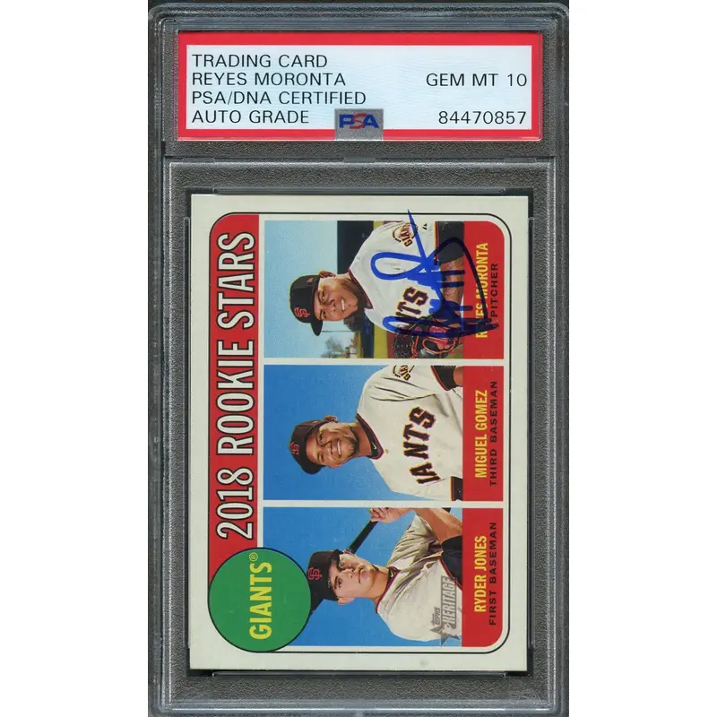 2018 Topps Heritage #16 Reyes Moronta Signed Card PSA Slabbed AUTO Grade 10 Giants