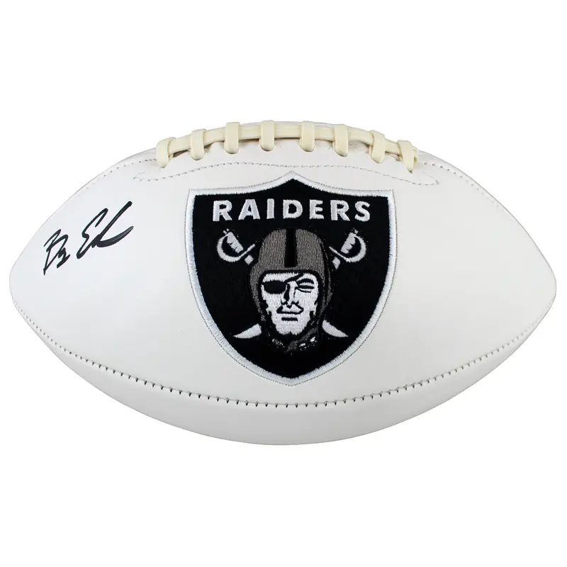 Raiders Bryan Edwards Authentic Signed White Panel Logo Football BAS Witnessed