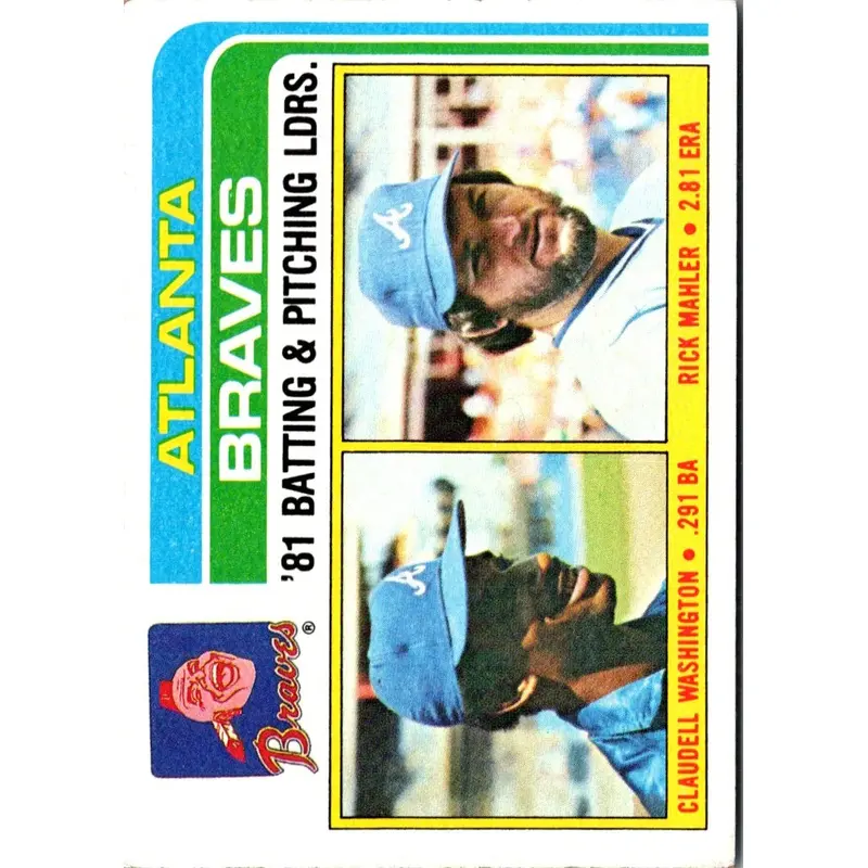 1982 Topps Braves Team Leaders - Claudell Washington/Rick Mahler #126